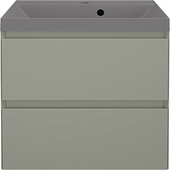 Style Line Тумба под раковину Манхэттен 60 Plus подвесная эмаль олива матовая – фотография-10